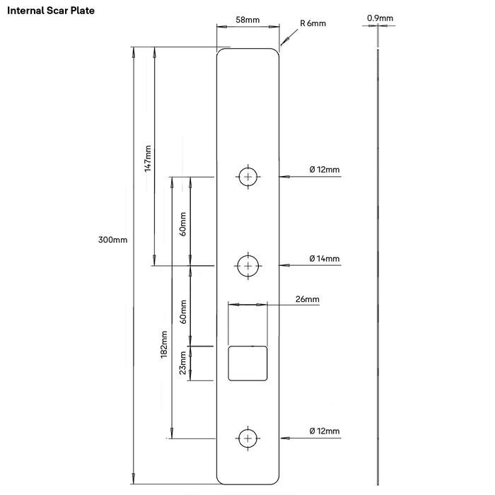 Yale Unity Slim Retrofit Scar Plate 58mm Black