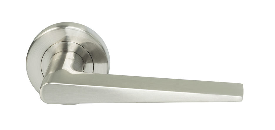 Miles Nelson Milano Range Lucca Round Rose Leverset Satin Nickel - The Keyless Store
