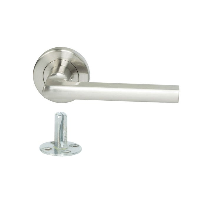 Miles Nelson Milano Range Parma Round Rose Leverset Satin Nickel - The Keyless Store
