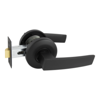 Schlage Valor Series Angular Door Lever Round Rose Black - The Keyless Store