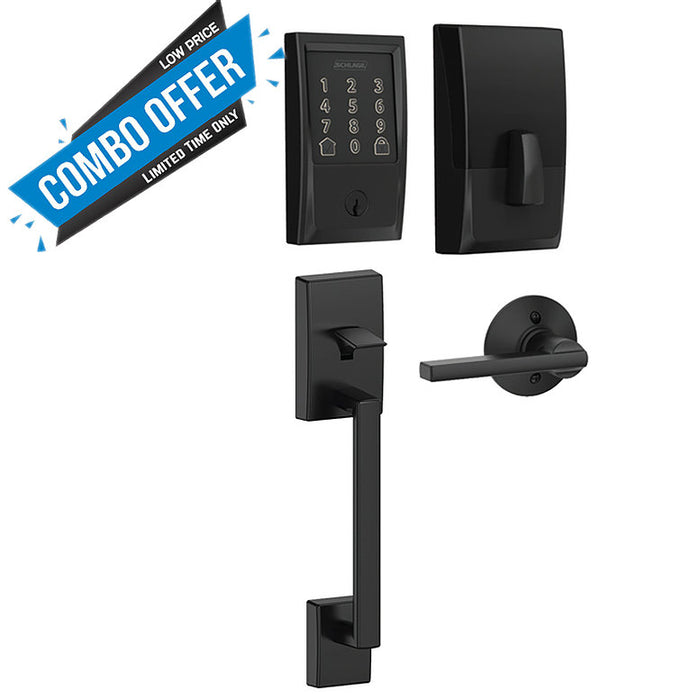 Schlage Encode Smart WiFi Deadbolt + Century Gripset/Latitude Lever Combo - The Keyless Store