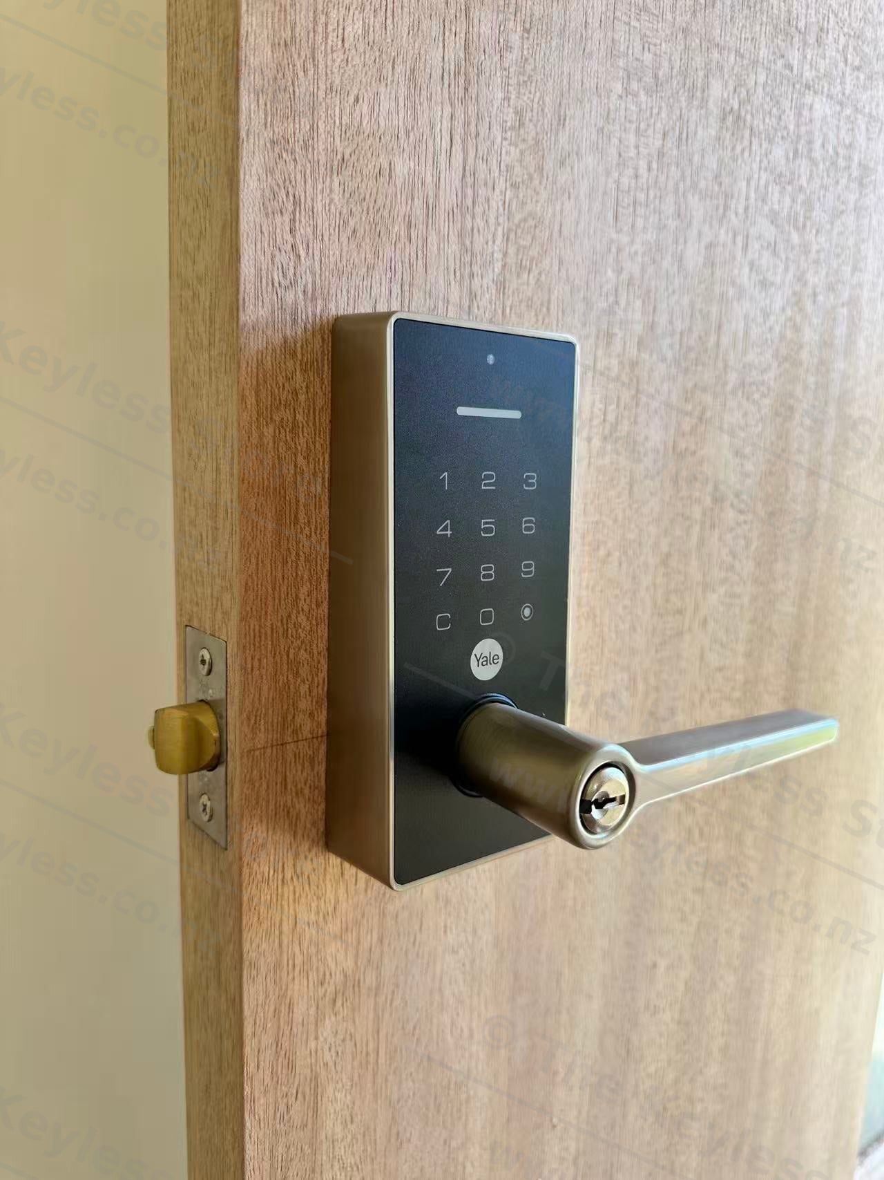 Yale Libi Keyed Digital Lever Lock Installed on a New Timber Door
